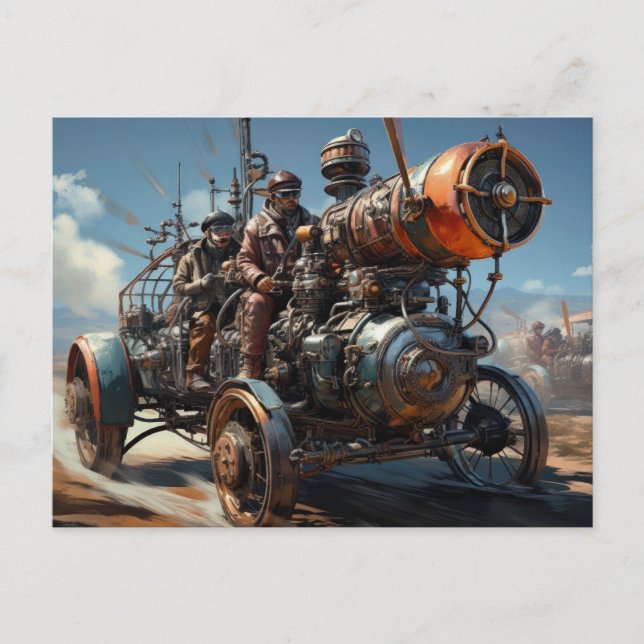 Postal Steampunk Cross Country Car Race (Anverso)