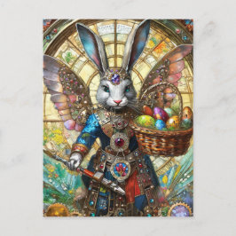 Postal Steampunk Easter Bunny Warrior Angel