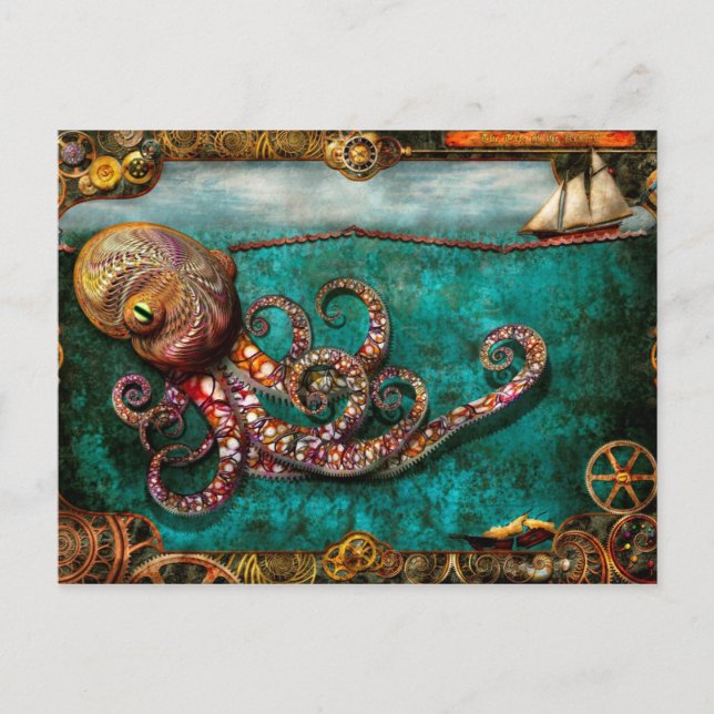 Postal Steampunk - el cuento del Kraken (Anverso)