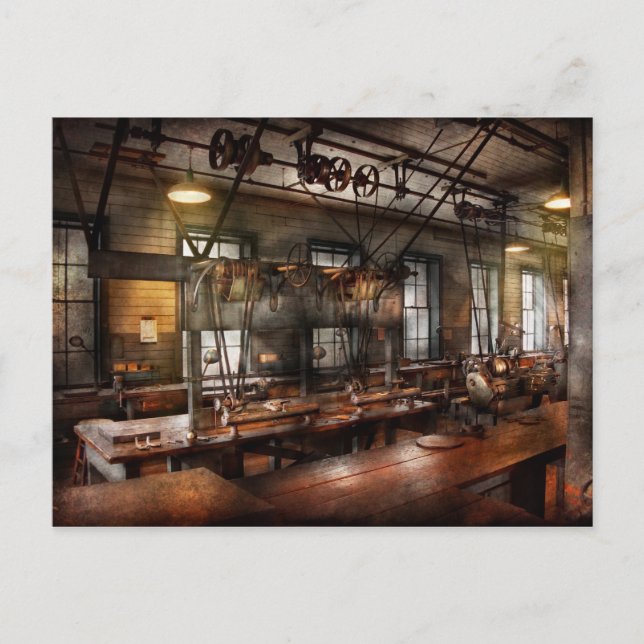 Postal Steampunk - El taller (Anverso)