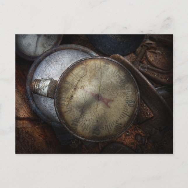 Postal Steampunk - Equipamiento para la venta (Anverso)