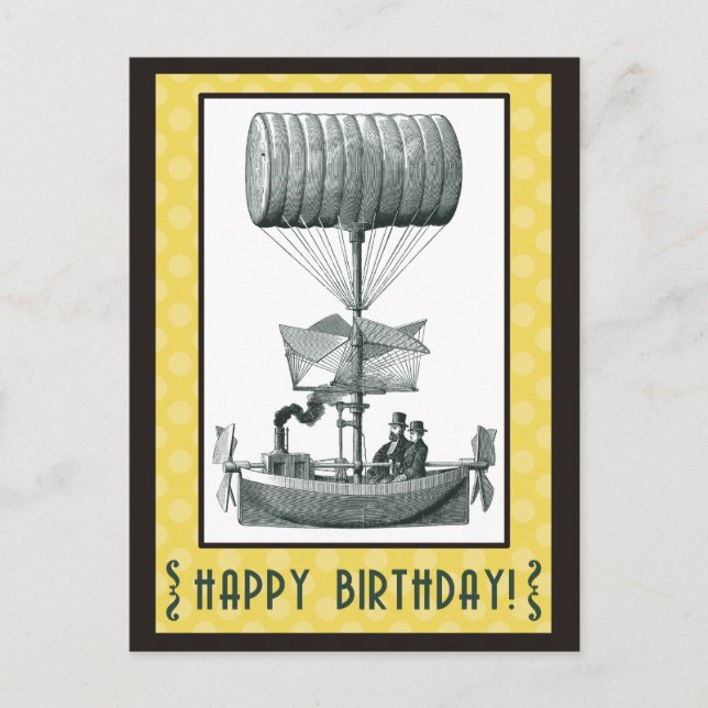 Postal Steampunk Feliz cumpleaños (Anverso)