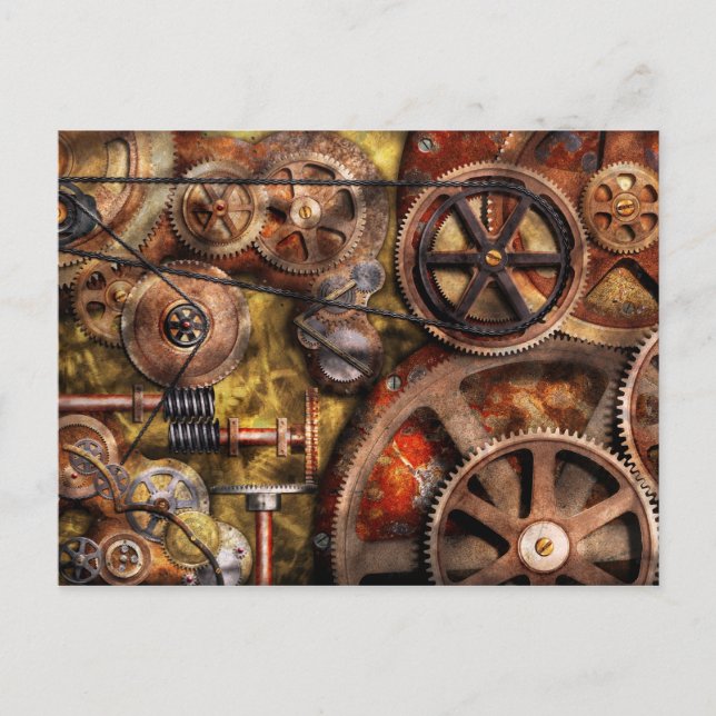 Postal Steampunk - Gears - Trabajos internos (Anverso)