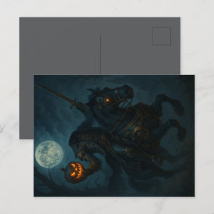Postal Steampunk Horror gótico Horseman sin Cabeza