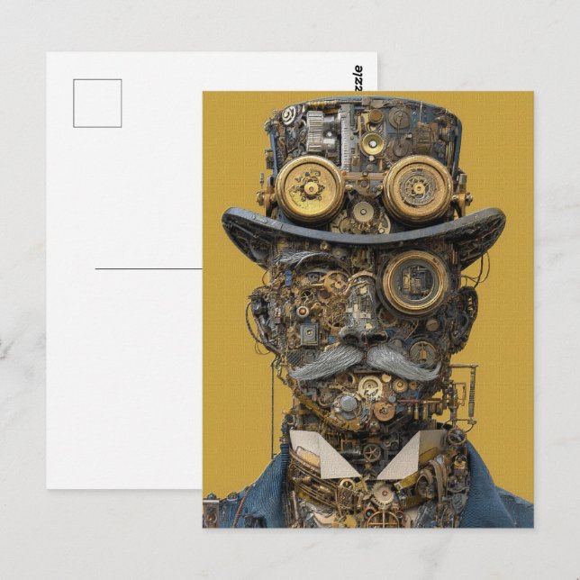 Postal Steampunk Mechanical Gentleman (Anverso / Reverso)