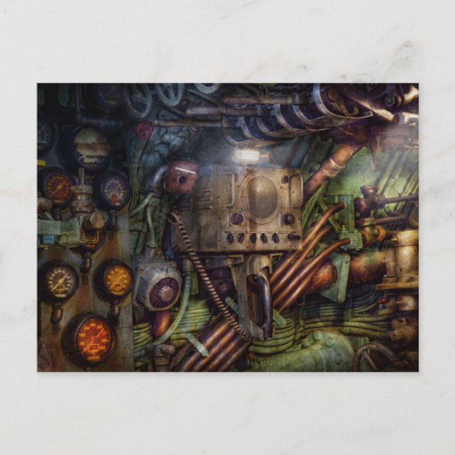 Postal Steampunk - Naval - La estación de comunicación (Anverso)