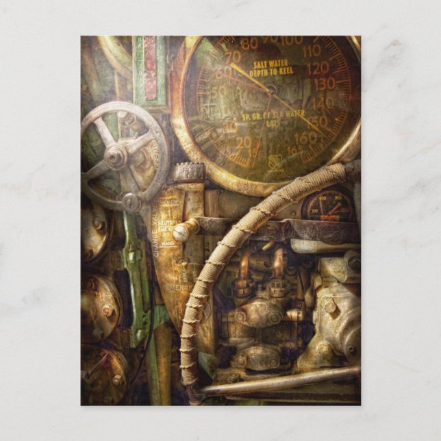 Postal Steampunk - Naval - Observen la profundidad (Anverso)