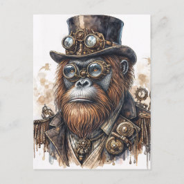 Postal Steampunk Orangutan - Arte Animal de Ciencia Ficci