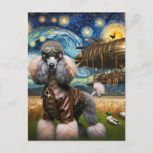 Postal Steampunk Poodle y Ducks Van Gogh