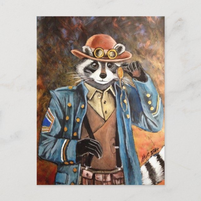 Postal Steampunk Raccoon (Anverso)