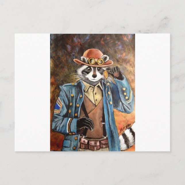 Postal Steampunk Raccoon (Anverso)
