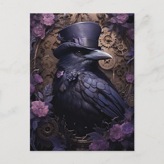 Postal Steampunk Raven (Anverso)