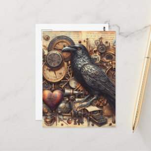 Postal Steampunk Raven