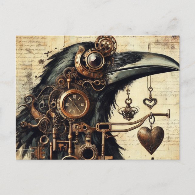 Postal Steampunk Raven (Anverso)