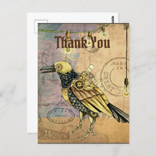 Postal Steampunk Raven Gracias