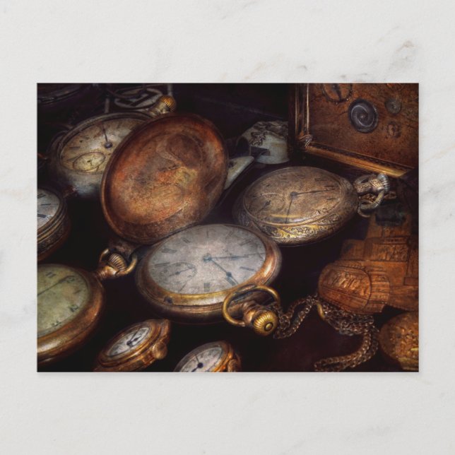 Postal Steampunk - Reloj - Tiempo usado (Anverso)