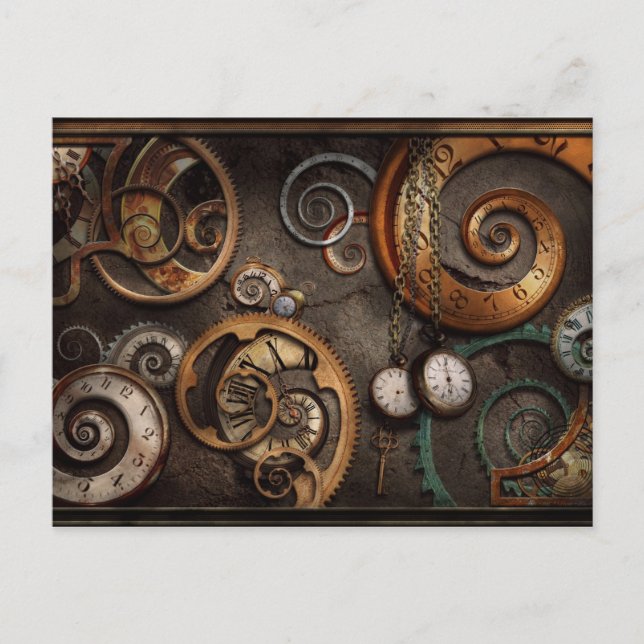 Postal Steampunk - Resumen - El tiempo es complicado (Anverso)