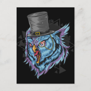 Postal Steampunk Scary Owl