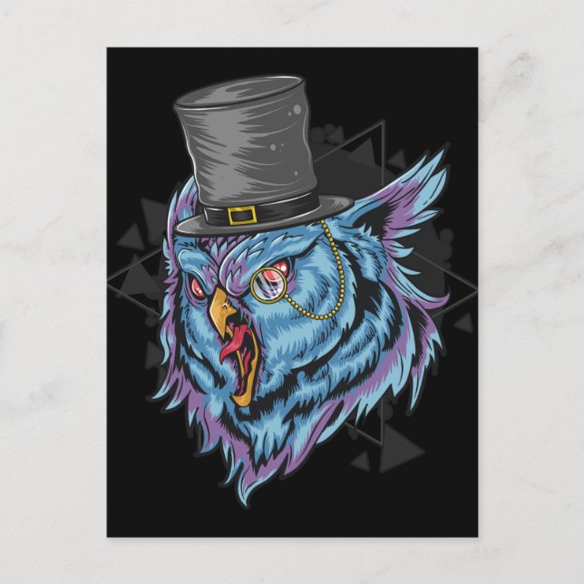 Postal Steampunk Scary Owl (Anverso)