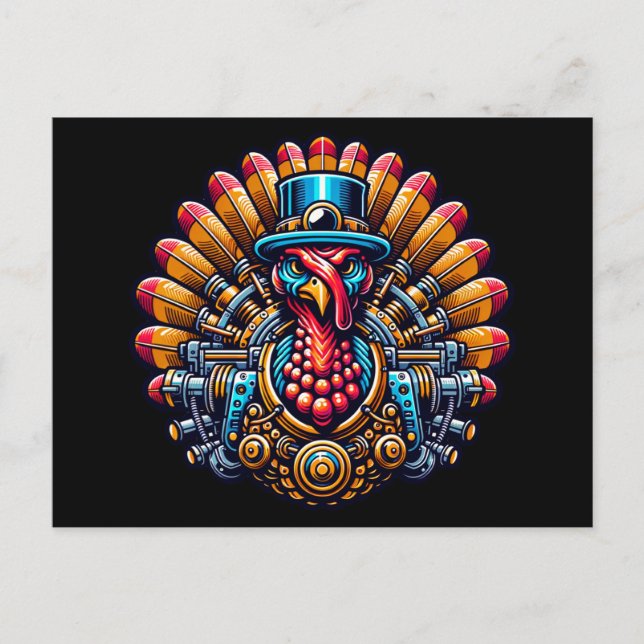 Postal Steampunk Thankending Turkey (Anverso)