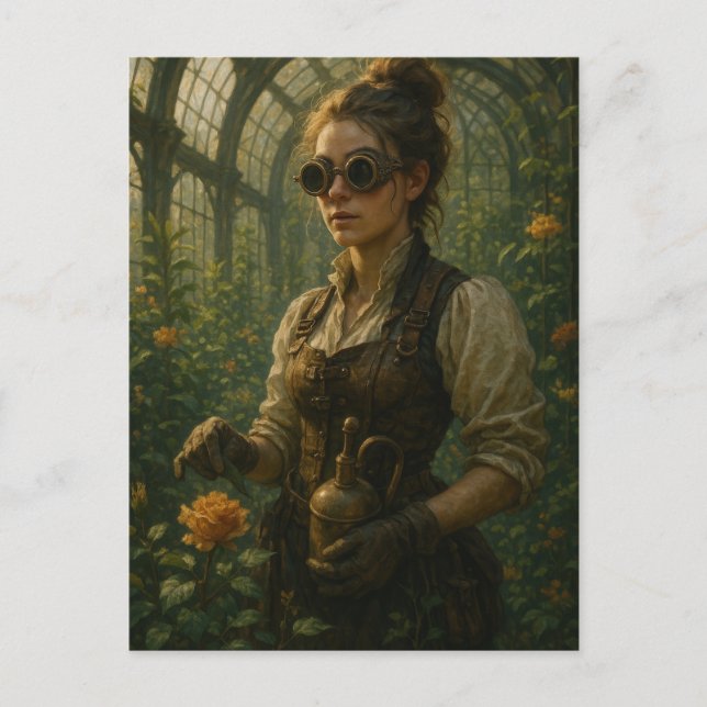 Postal Steampunk Victorian Gardener Art (Anverso)