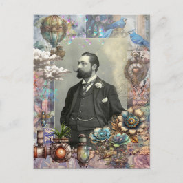 Postal Steampunk Victorian Man y su sueño.