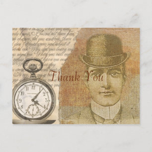 Postal Steampunk Vintage Gentilhombre Victoriano Gracias