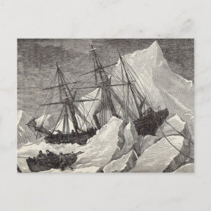 Postal Steamship del siglo XIX grabado en hielo