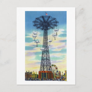 Postal Steeplechase Park Parachute Jump Daytime Scene
