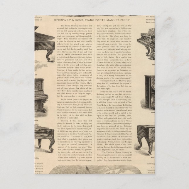 Postal Steinway e hijos, fabricantes de piano (Anverso)