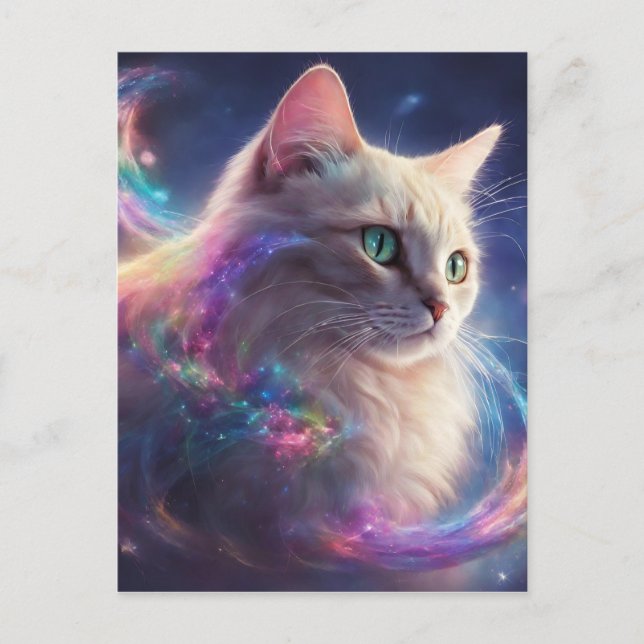 Postal Stellar Kitty - arte de gatos cósmico (Anverso)