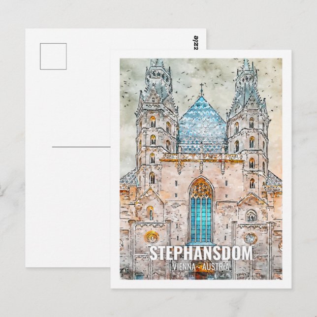 Postal Stephansdom Viena Austria Travel Place Watercolor (Anverso / Reverso)