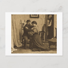 Postal Stereoview de cosecha antigua en escala de grises 