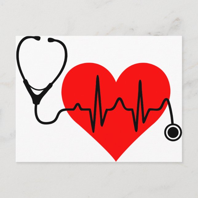 Postal Stethoscope Heartbeat Corazón (Anverso)