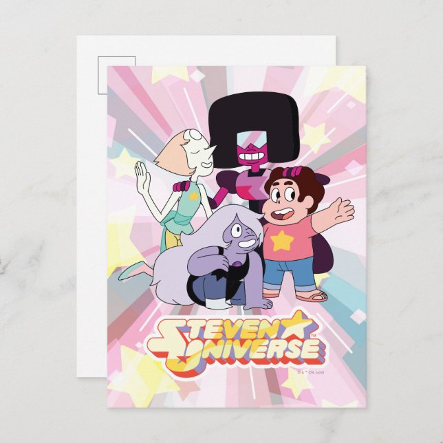 Postal Steven Universe | Crystal Gem Group Huddle (Anverso / Reverso)