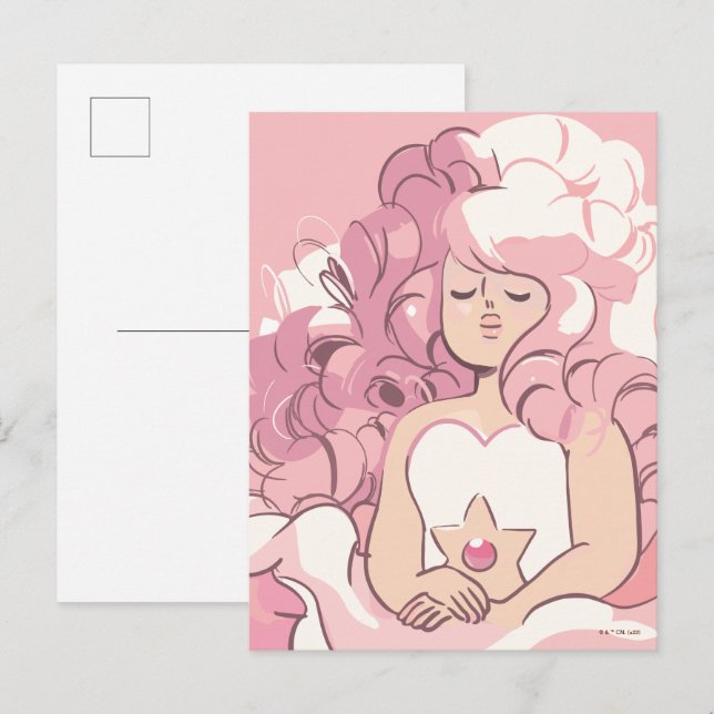 Postal Steven Universe | Rosa de Ilustracion de cuarzo (Anverso / Reverso)