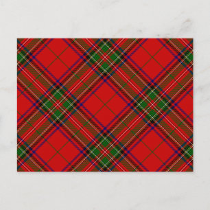 Postal Stewart / Stuart tartan rojo platillo verde