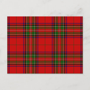 Postal Stewart / Stuart tartan rojo platillo verde