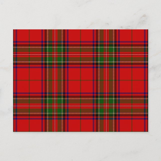 Postal Stewart / Stuart tartan rojo platillo verde (Anverso)