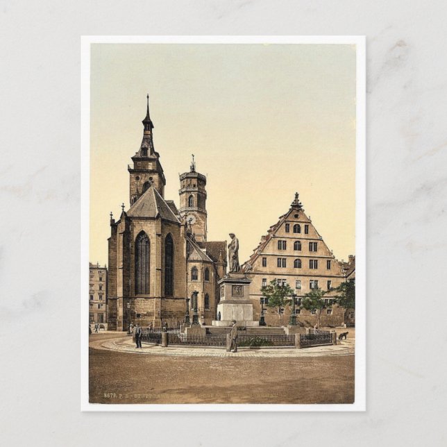 Postal Stiftkirche, Stuttgart, Wurtemburg, Alemania rara  (Anverso)