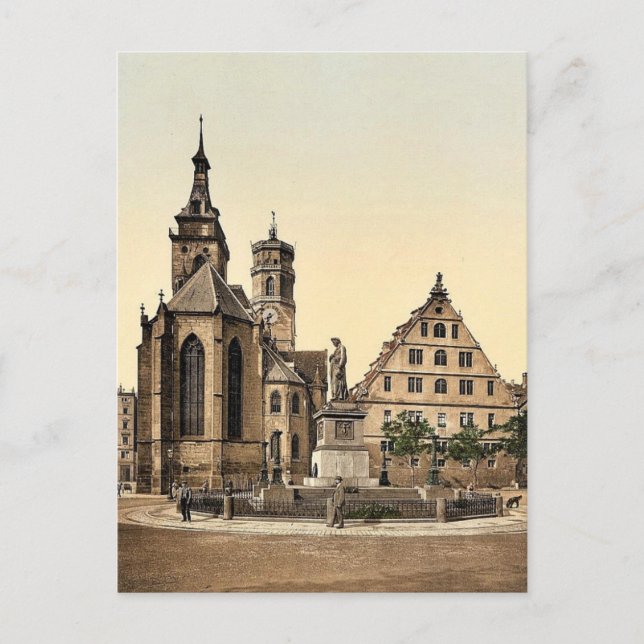 Postal Stiftkirche, Stuttgart, Wurtemburg, Alemania rara  (Anverso)