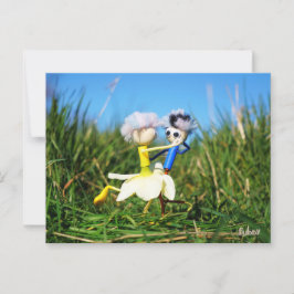 Postal Stijldansende Fubby's in Narcissen jurk.