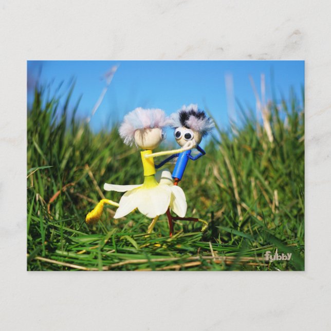 Postal Stijldansende Fubby's in Narcissen jurk. (Anverso)