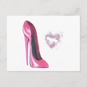 Postal Stiletto rosa y beso