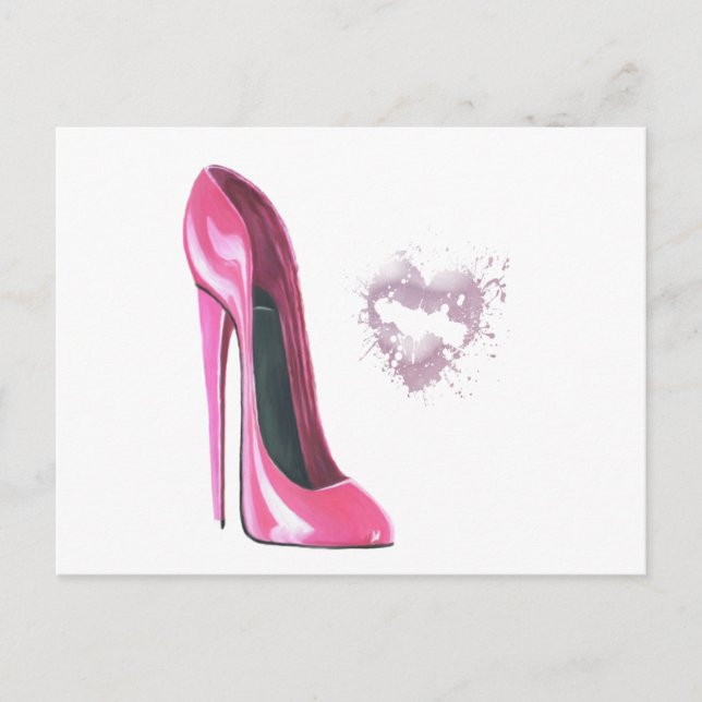 Postal Stiletto rosa y beso (Anverso)
