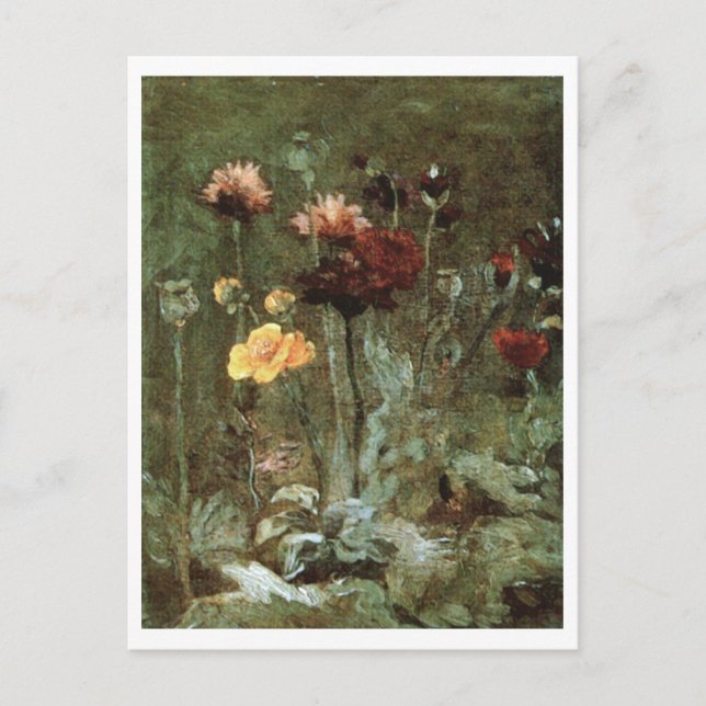 Postal Still Life Scabiosa, Ranunculus, Van Gogh Bella Ar (Anverso)