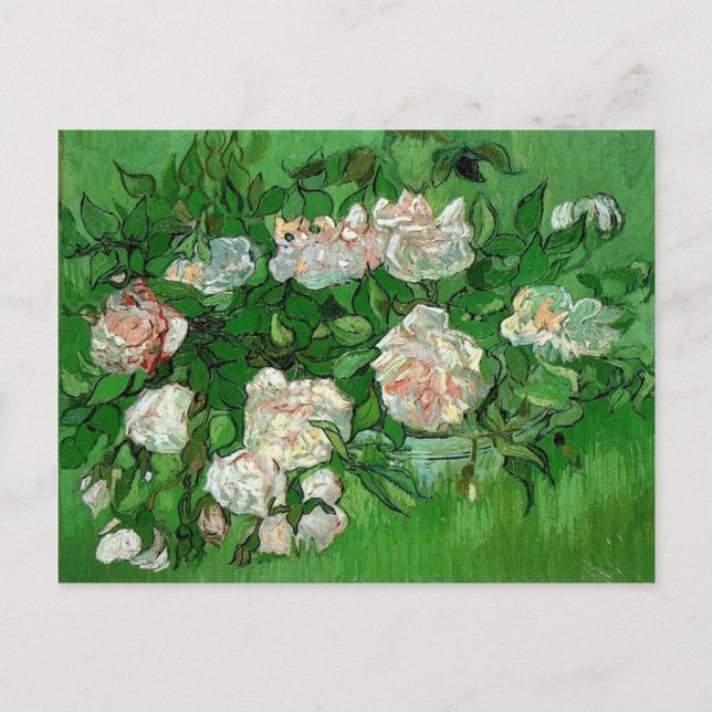 Postal Still Life - Vase con rosas rosas rosas Vincent va (Anverso)