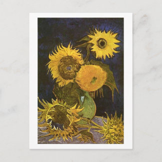 Postal Still Life Vase Five Sunflowers Van Gogh Bella Art