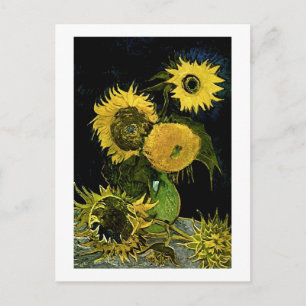 Postal Still Life Vase Five Sunflowers Van Gogh Bella Art