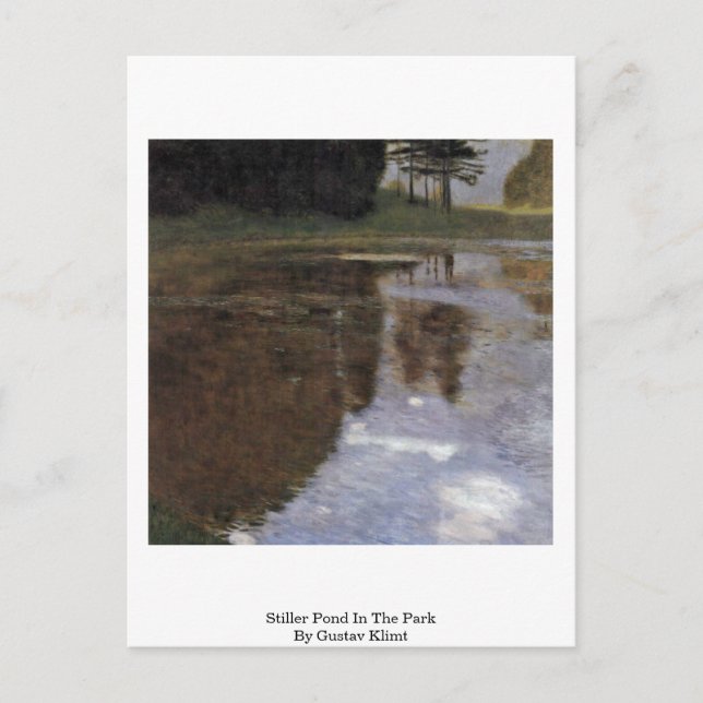 Postal Stiller Pond En El Parque Por Gustav Klimt (Anverso)